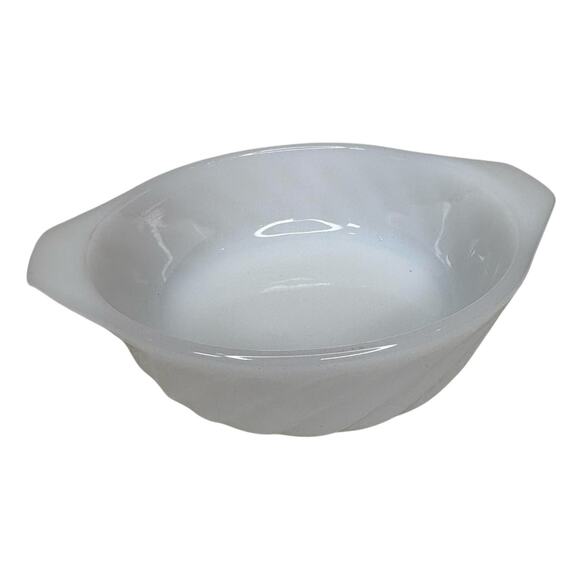 Vintage Fire-King Anchor Hocking White Swirl Mixing Bowl 5” Milk Glass Ovenware - Picture 5 of 8